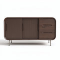 Mobiletto in legno scuro con ante a righe e cassetti 120 x 50 x 70cm