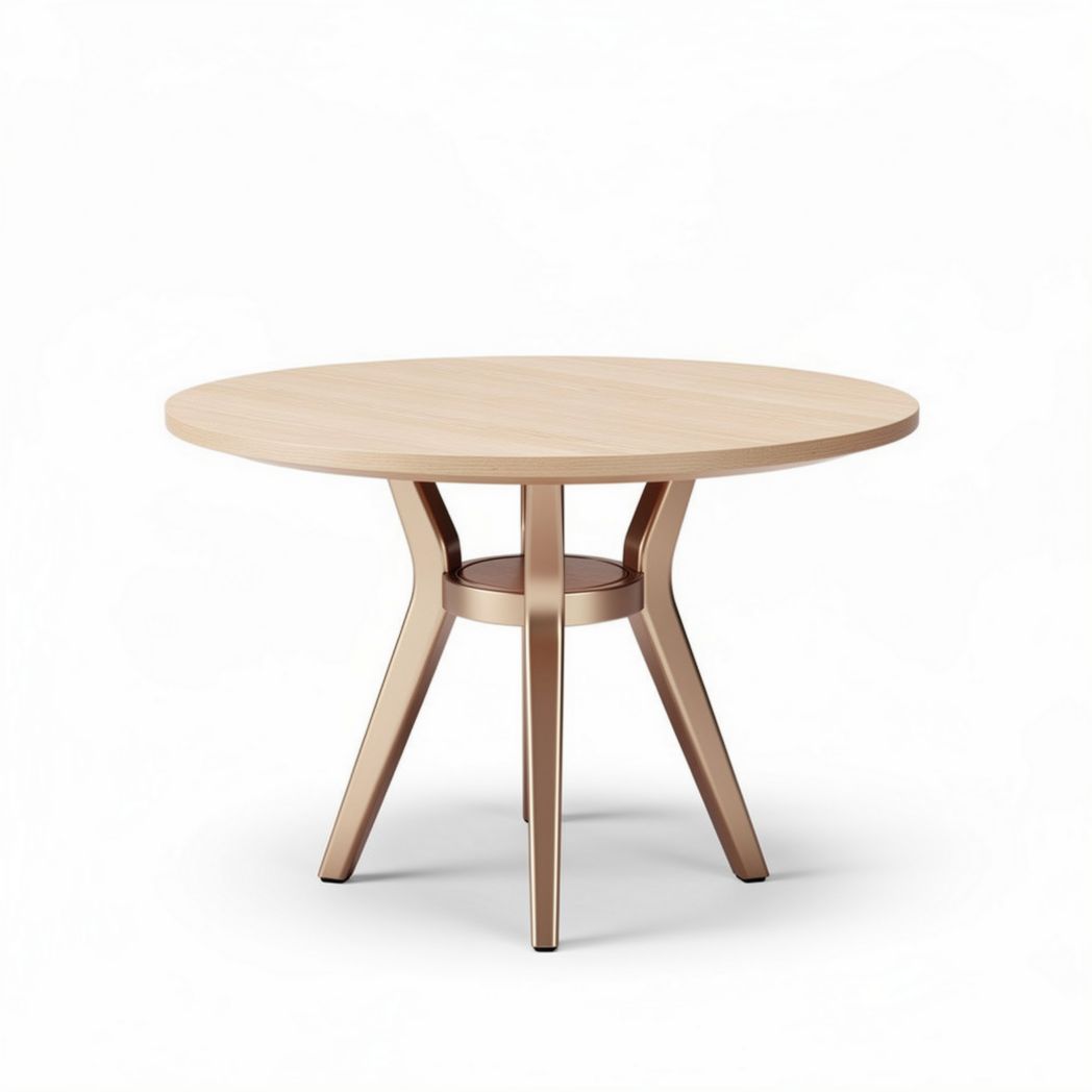 Tavolo rotondo in legno naturale 100 x 100 x 75 cm per soggiorno o cucina