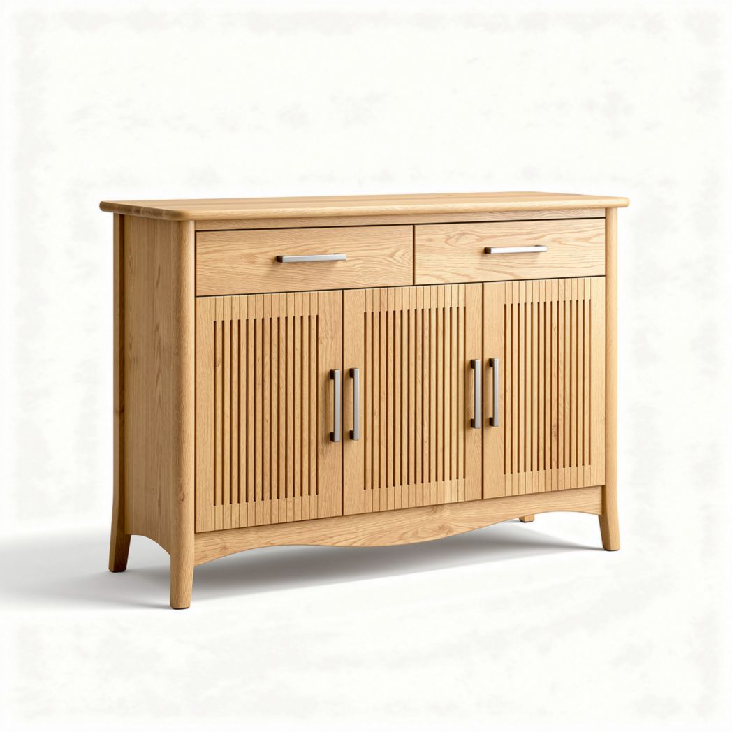 Mobiletto in legno di bambù con due cassetti e tre ante dimensioni 80 x 38 x 75cm