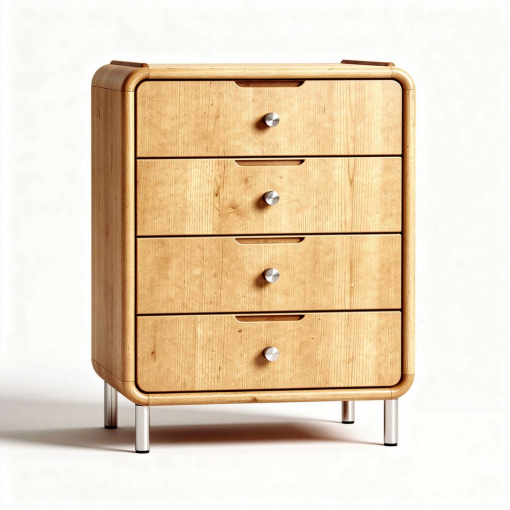 Comò in legno di betulla con quattro cassetti 40 x 40 x 80cm beige naturale