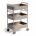 Carrello portaoggetti in metallo con tre livelli dimensioni 80 x 40 x 90cm colore beige