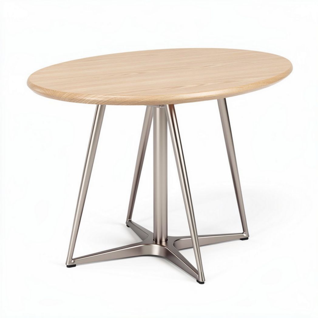 Tavolo rotondo in legno di betulla con base in metallo dimensioni 90 x 90 x 75cm