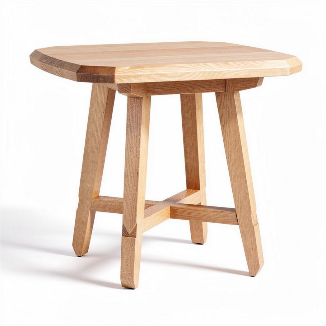 Tavolino in legno di frassino naturale 45 x 45 x 50cm per interni