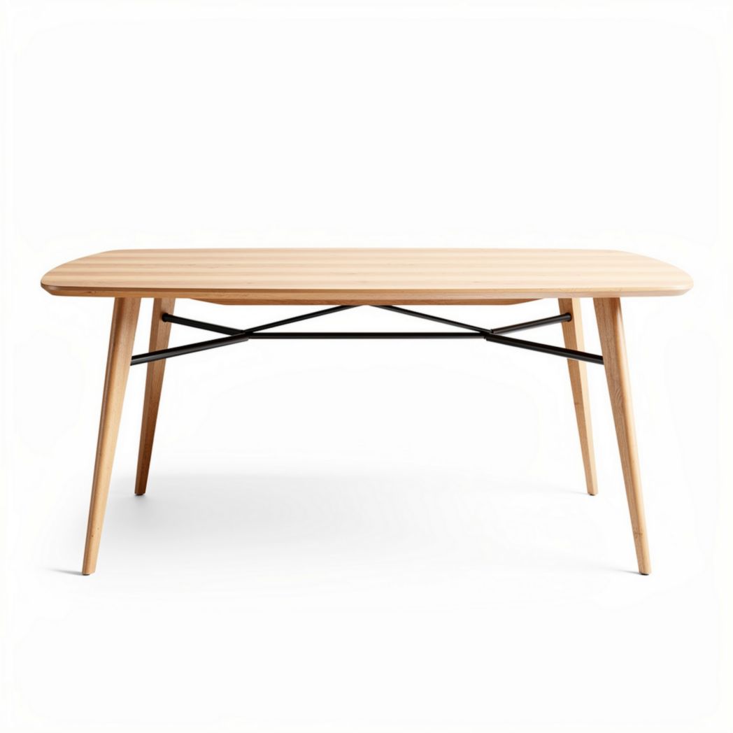 Tavolo in legno massello con piano ovale e struttura in metallo 120 x 60 x 75cm