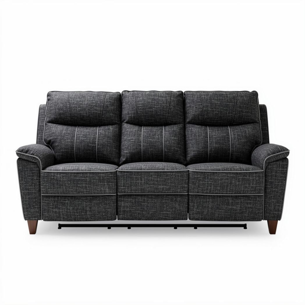 Divano reclinabile grigio 3 posti in tessuto dimensioni 200 x 90 x 95cm