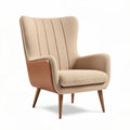 Poltrona in tessuto beige con gambe in legno 80 x 75 x 100cm