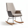 Poltrona a dondolo in tessuto grigio con base in metallo e legno dimensioni 75 x 70 x 95cm