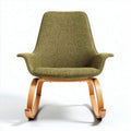 Sedia da lounge in tessuto verde con struttura in legno 75 x 75 x 90cm