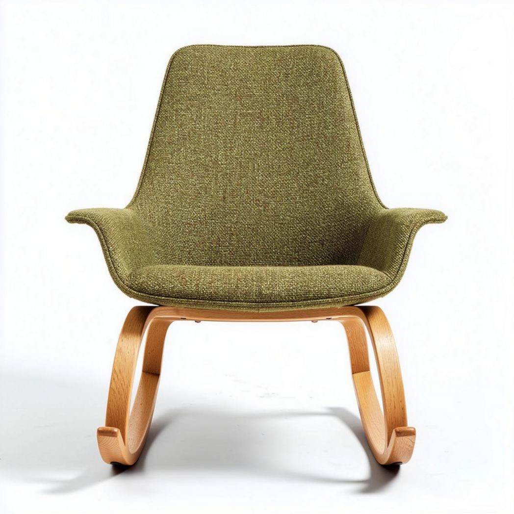 Sedia da lounge in tessuto verde con struttura in legno 75 x 75 x 90cm