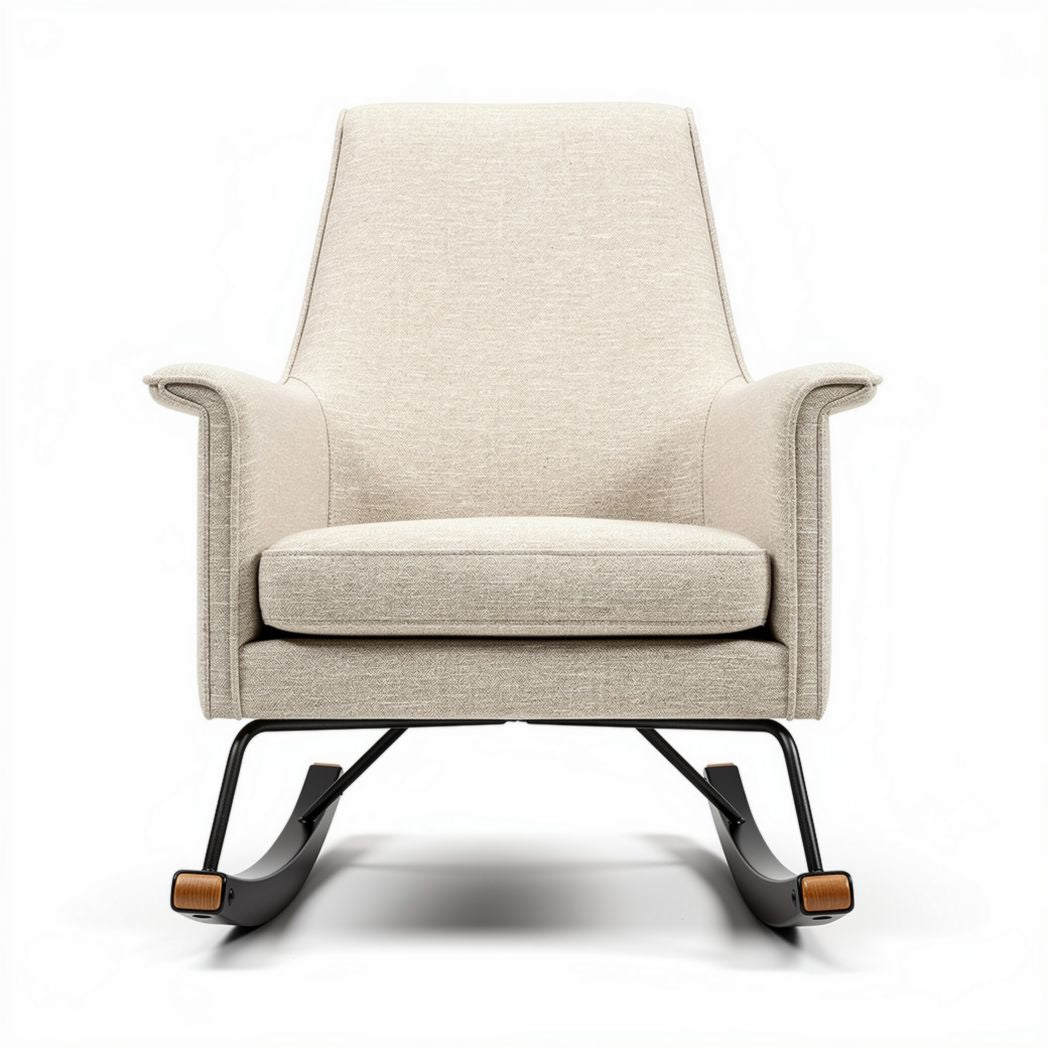 Poltrona in tessuto beige con base in metallo misura 80 x 80 x 90cm