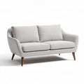Divano in tessuto grigio chiaro 160 x 80 x 75 cm con gambe in legno