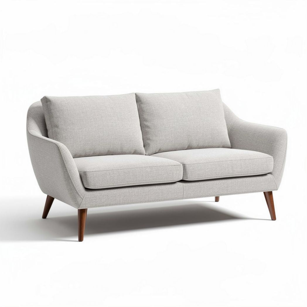 Divano in tessuto grigio chiaro 160 x 80 x 75 cm con gambe in legno