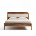 Letto matrimoniale in legno massello con testiera imbottita 210 x 160 x 100cm